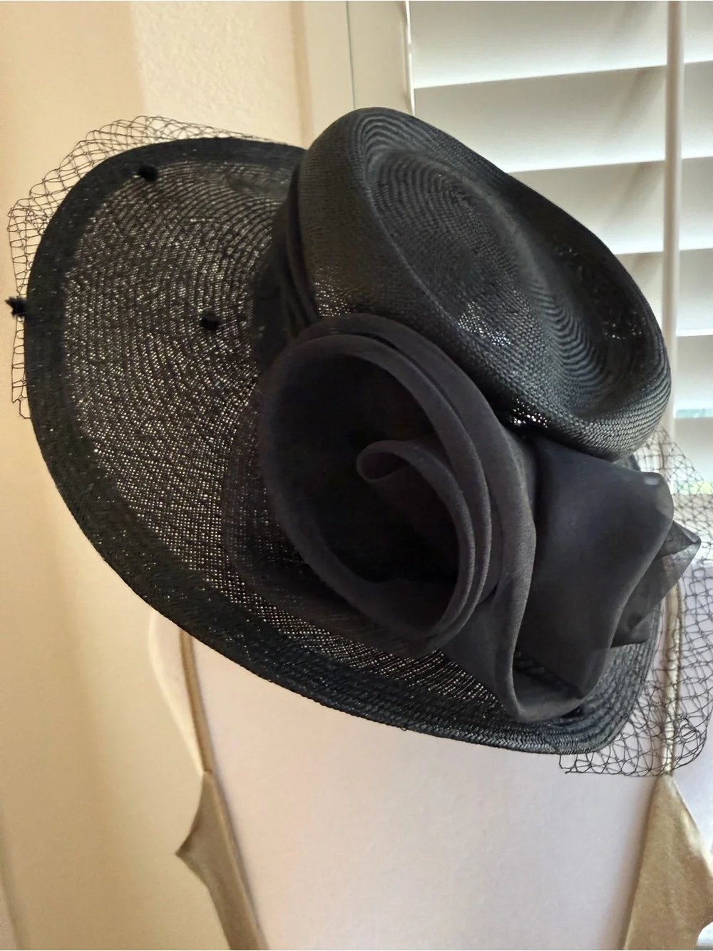 Plaza Suite by Betmar Vintage Black Straw Fascinator / Cocktail Hat